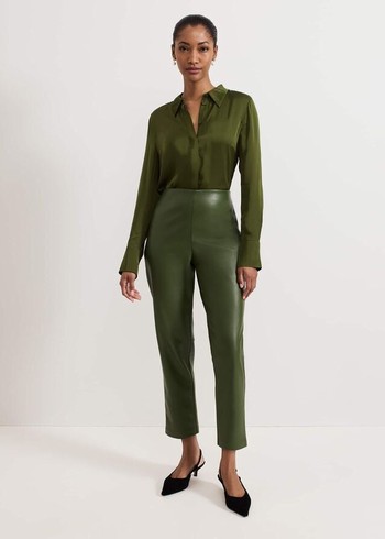 Phase Eight Mya Pu Crop Trousers Green USA | 3780954-HN